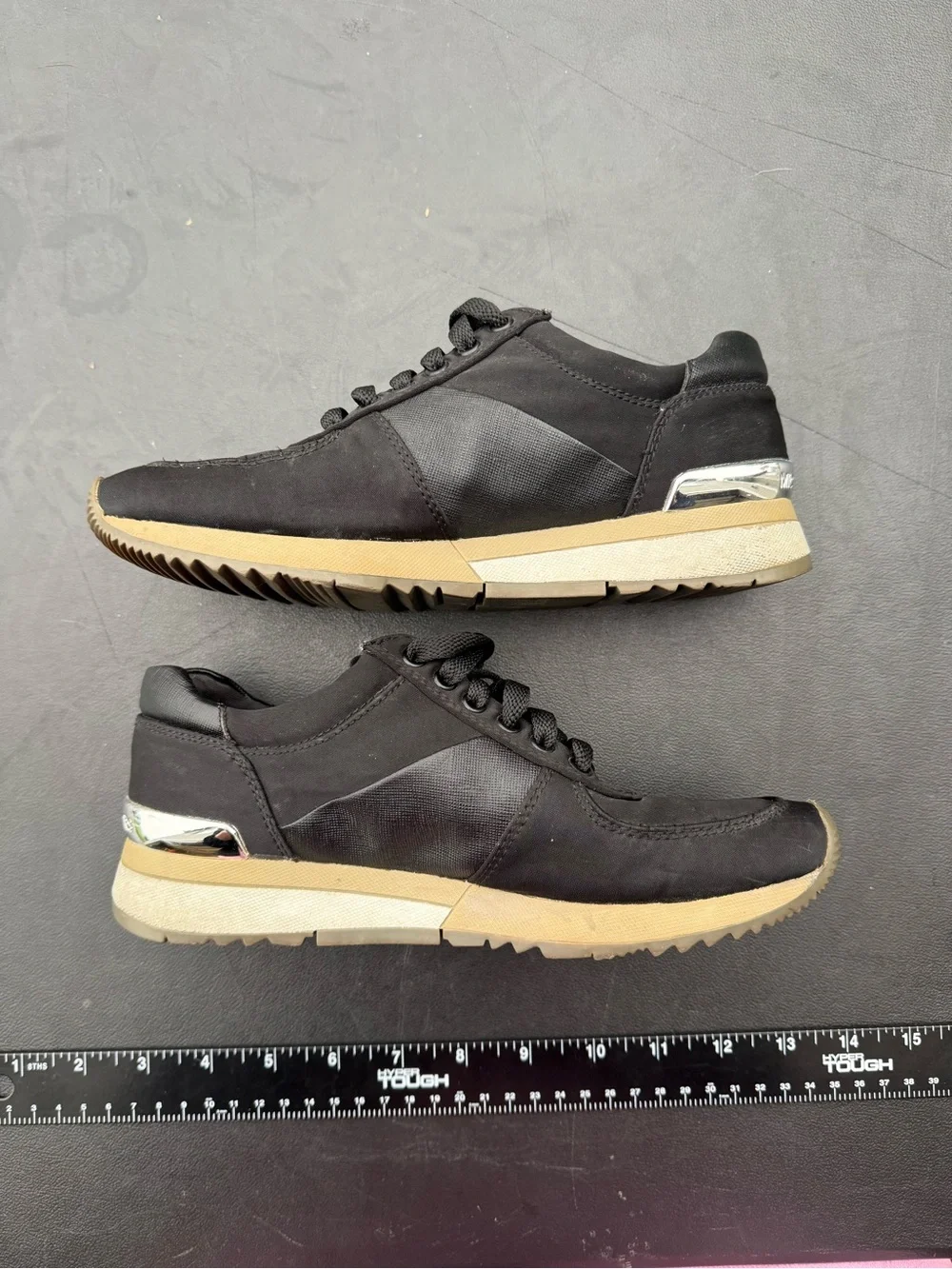 Michael Kors Allie Trainer Black Leather Sneakers Size 6.5